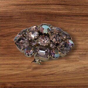 vintage Weiss brooch pin pink‎ tones aurora borealis mound 1.5" statemen